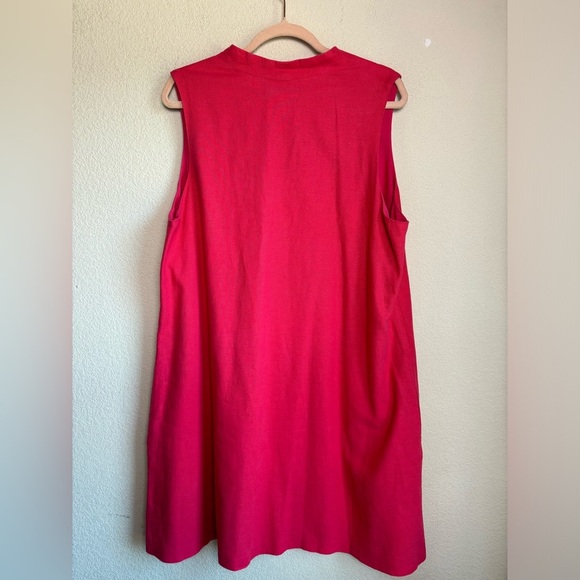 Tommy Bahama Raspberry Pink Linen Blend V-Neck Pocketed Shift Dress XL - Picture 10 of 10